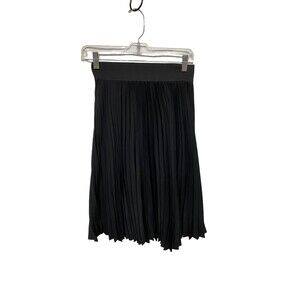 Apt.9 Black Pleated midi skirt preppy classic academia elastic waist lined Sz XS